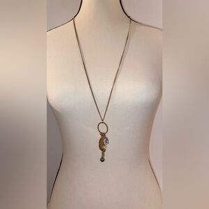 2 for 30$ Women‎ long gold chain Vintage Necklace pendants pearls gold feather